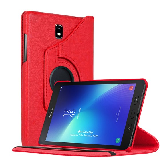 CaseUp Samsung Galaxy Tab Active2 T390 Kılıf 360 Rotating Stand Kırmızı 1
